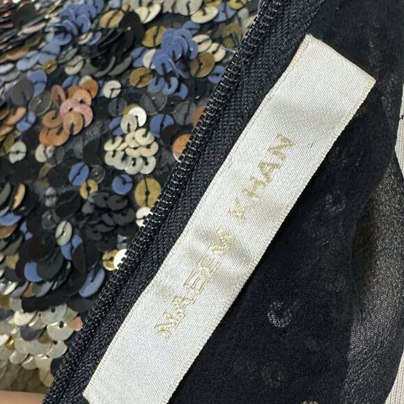 Naeem Khan Sequin Runway Dress 2010 gold silver black silk size 8 - Picture 3 of 11